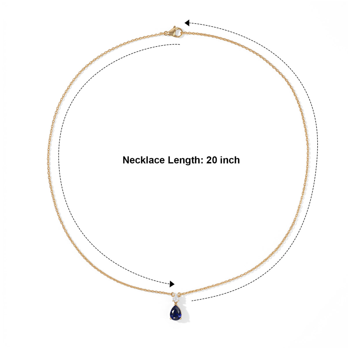 D'Joy - AAA Kwai Blue Sapphire &amp; Moissanite Necklace (Size - 20) in Yellow Gold Plated Sterling Silver 2.07 Ct. V32732003 6