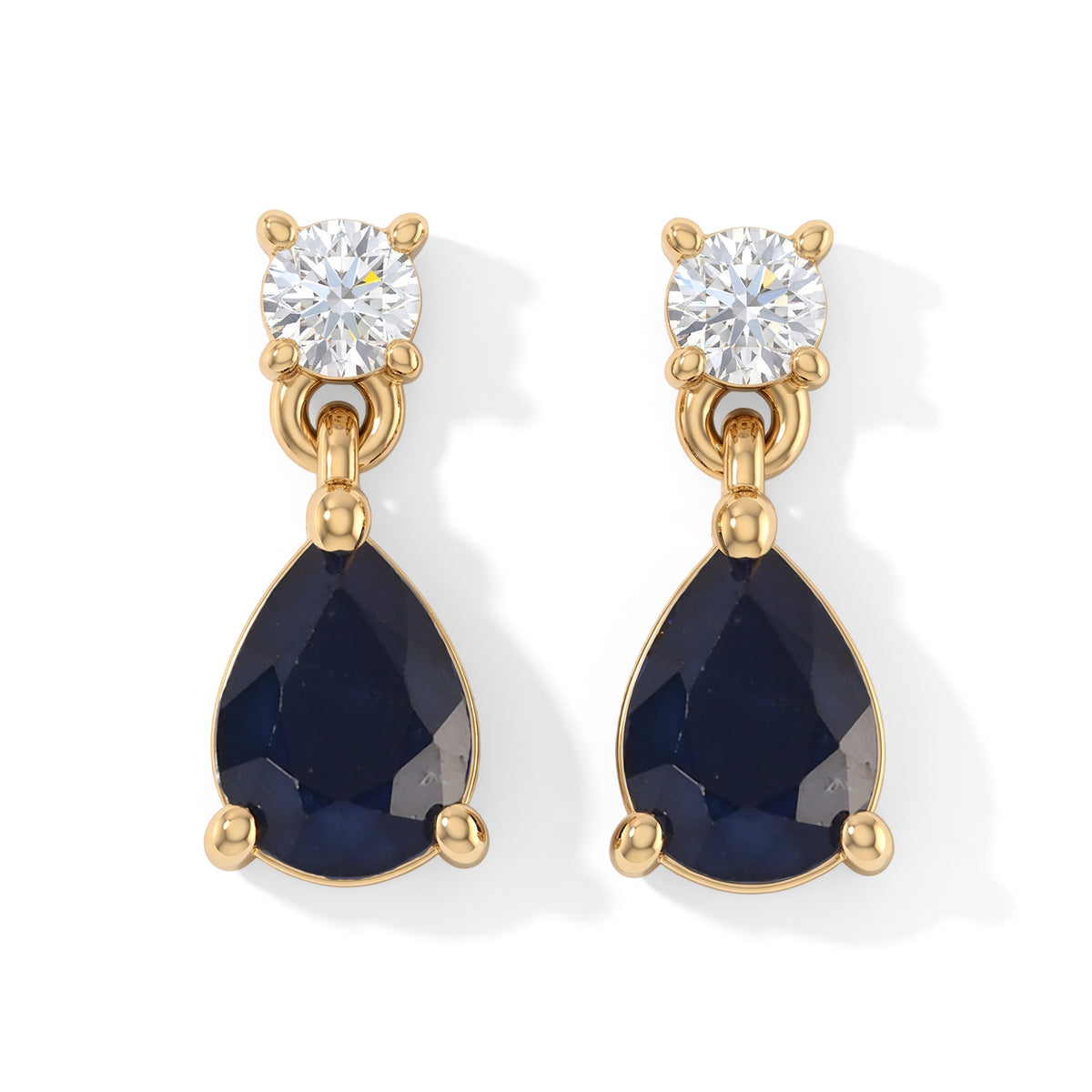 D'Joy - AAA Diffused Blue Sapphire &amp; Moissanite Earring with Push Post in Yellow Gold Plated Sterling Silver 1.90 Ct. 8748267 0