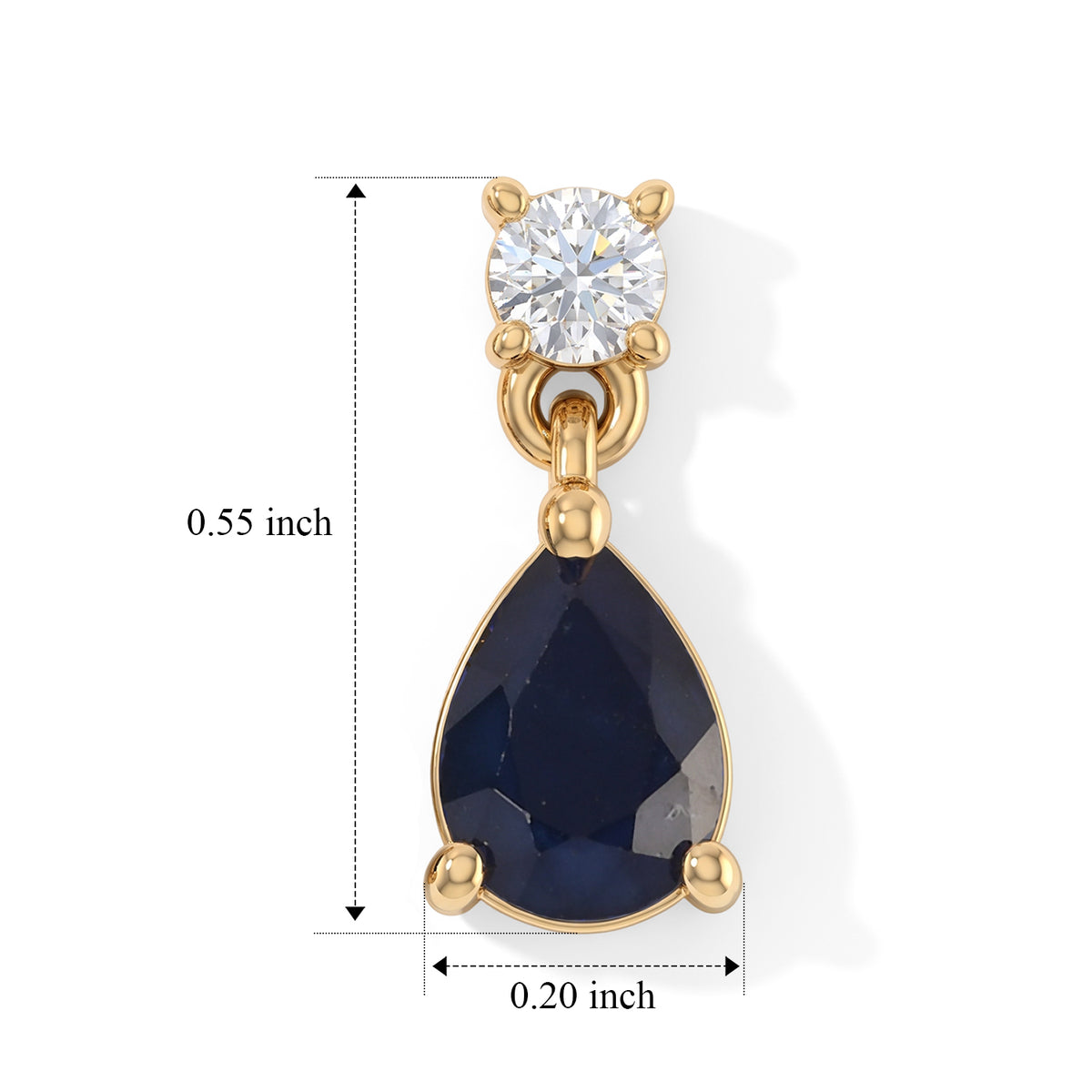 D'Joy - AAA Diffused Blue Sapphire &amp; Moissanite Earring with Push Post in Yellow Gold Plated Sterling Silver 1.90 Ct. 8748267 3