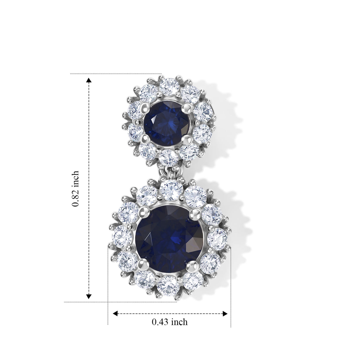 D'Joy - AAA Diffused Blue Sapphire &amp; White Zircon Dangling Earring with Push Back in Rhodium Overlay Sterling Silver 4.85 Ct. 8748291 5
