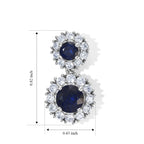 D'Joy - AAA Diffused Blue Sapphire & White Zircon Dangling Earring with Push Back in Rhodium Overlay Sterling Silver 4.85 Ct._8748291_4
