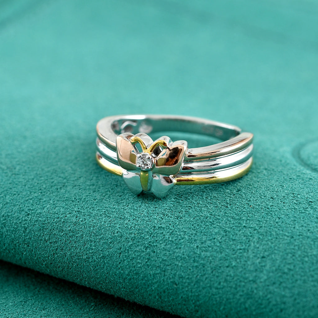 GP White Zircon, Kanchanaburi Blue Sapphire Fancy Ring Sterling Silver  0.040  Ct._8748474_2