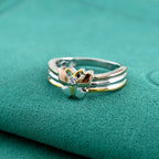 GP White Zircon, Kanchanaburi Blue Sapphire Fancy Ring Sterling Silver  0.040  Ct._8748474_2