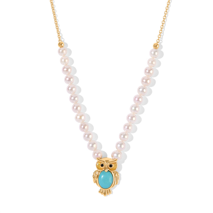 Live From Vicenza GP - Natural Turquoise, Fresh Water Pearl, Black Spinel &amp; Blue Sapphire Necklace (Size - 20) in 18K Vermeil Yellow Gold Plated Sterling Silver 22.07 Ct. 8749313 1