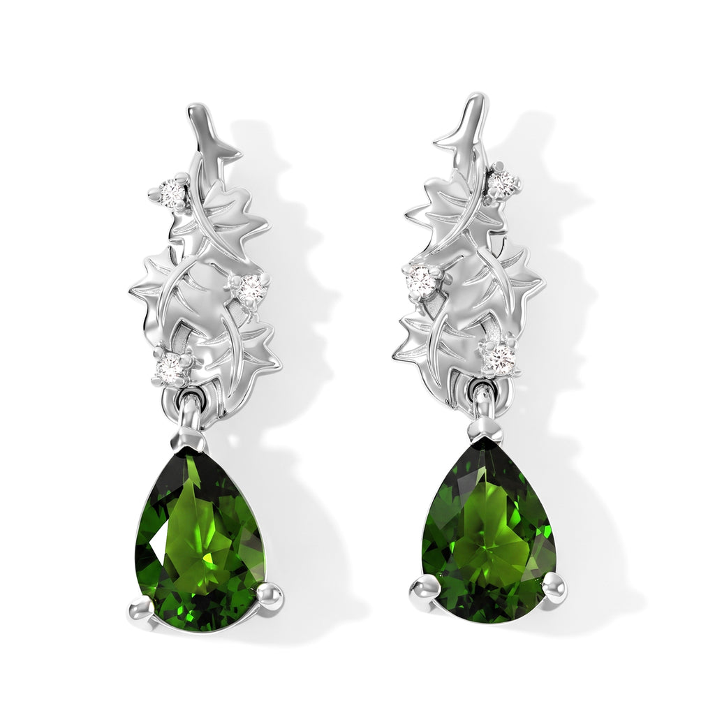 GP Natural Chrome Diopside, White Zircon, Kanchanaburi Blue Sapphire Dangling Earring in Rhodium OverlaySterling Silver  1.472  Ct._8749314