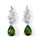 GP Natural Chrome Diopside, White Zircon, Kanchanaburi Blue Sapphire Dangling Earring in Rhodium OverlaySterling Silver  1.472  Ct._8749314