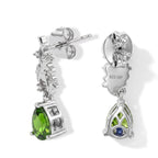 GP Natural Chrome Diopside, White Zircon, Kanchanaburi Blue Sapphire Dangling Earring in Rhodium OverlaySterling Silver  1.472  Ct._8749314_2