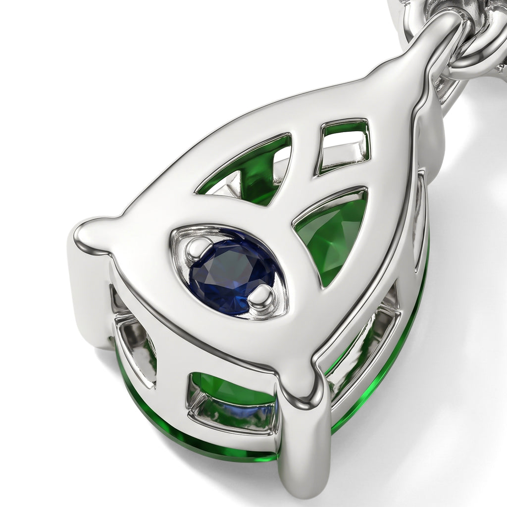 GP Natural Chrome Diopside, White Zircon, Kanchanaburi Blue Sapphire Dangling Earring in Rhodium OverlaySterling Silver  1.472  Ct._8749314_3