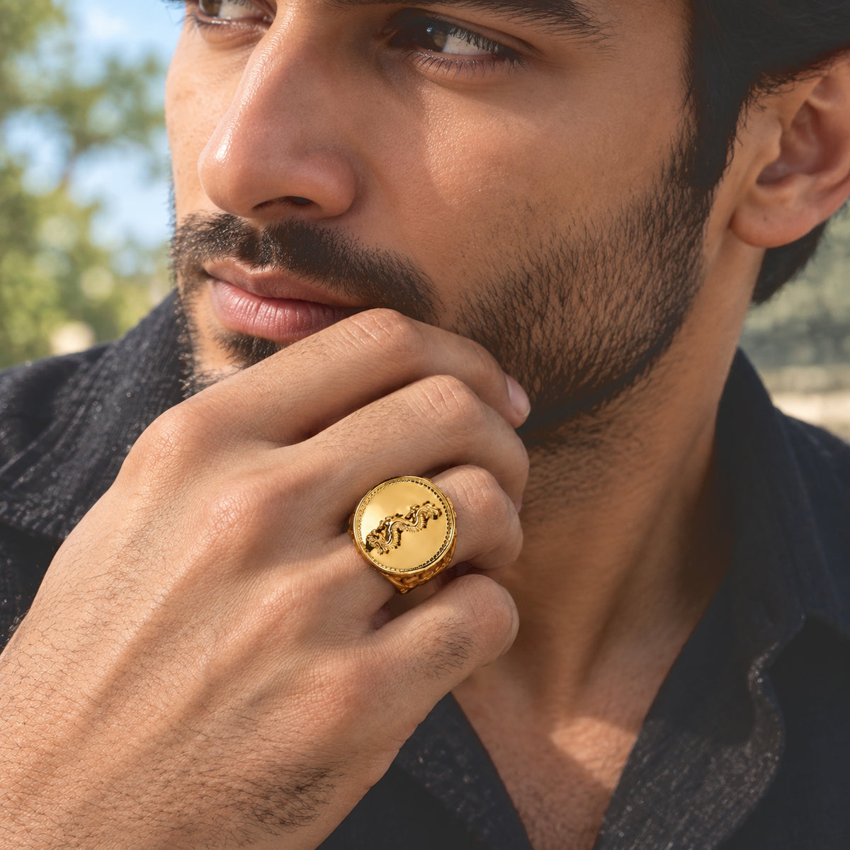 EverTrue Bronzella Collection - Dragon Embossed Signet Ring in 18K Gold Plating 8749494 2