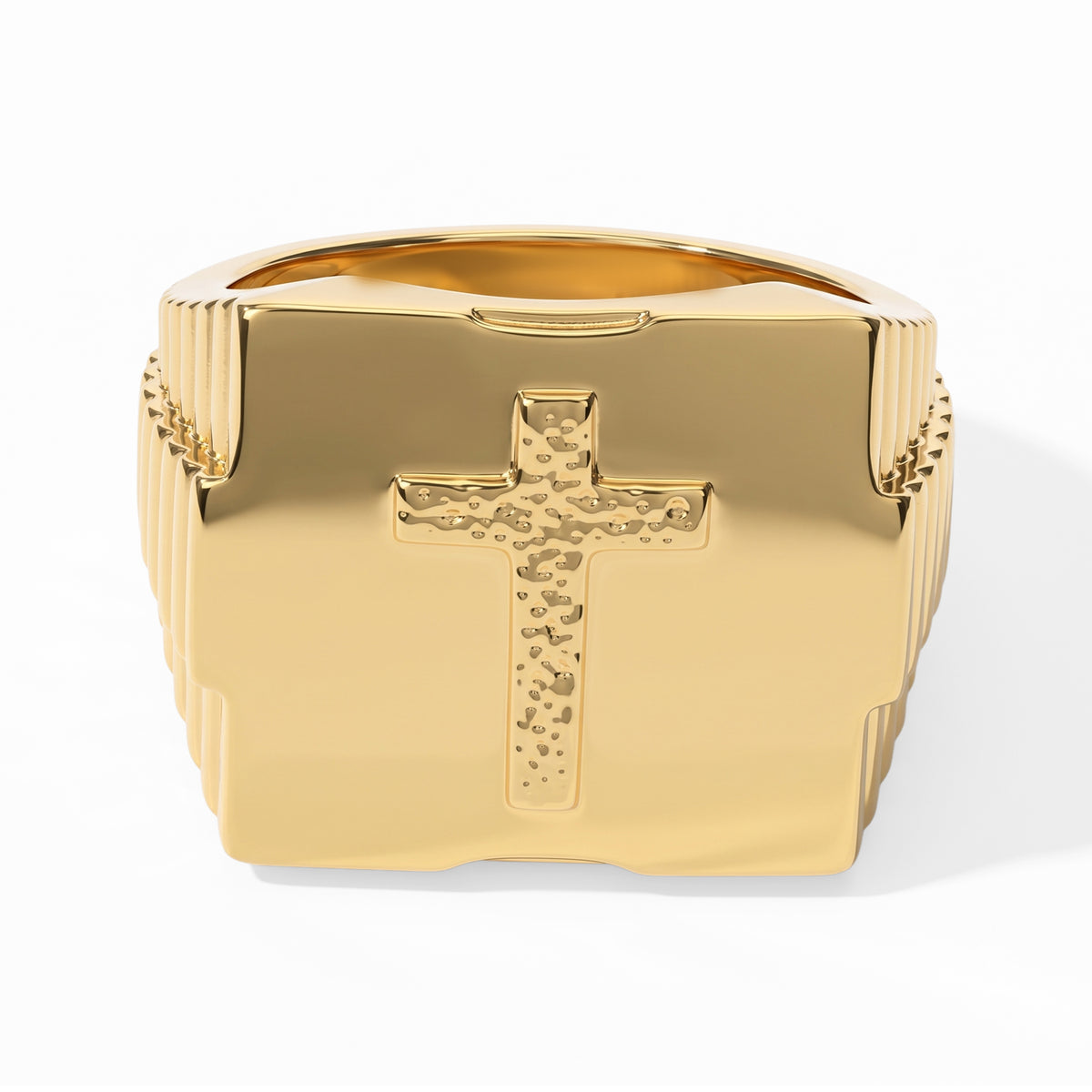 EverTrue Bronzella Collection - Cross Embossed Signet Ring in 18K Gold Plating 8749506 0