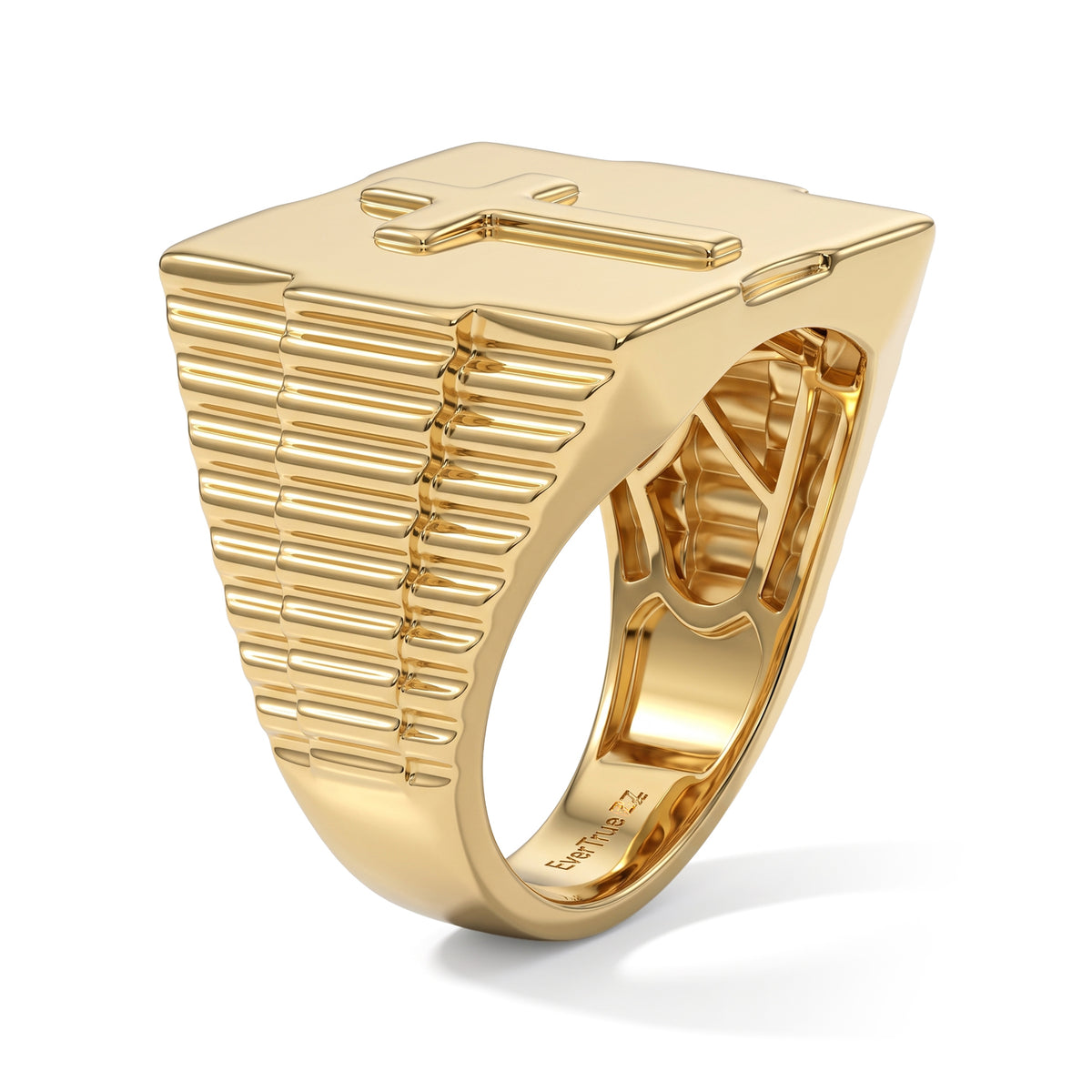 EverTrue Bronzella Collection - Cross Embossed Signet Ring in 18K Gold Plating 8749506 2