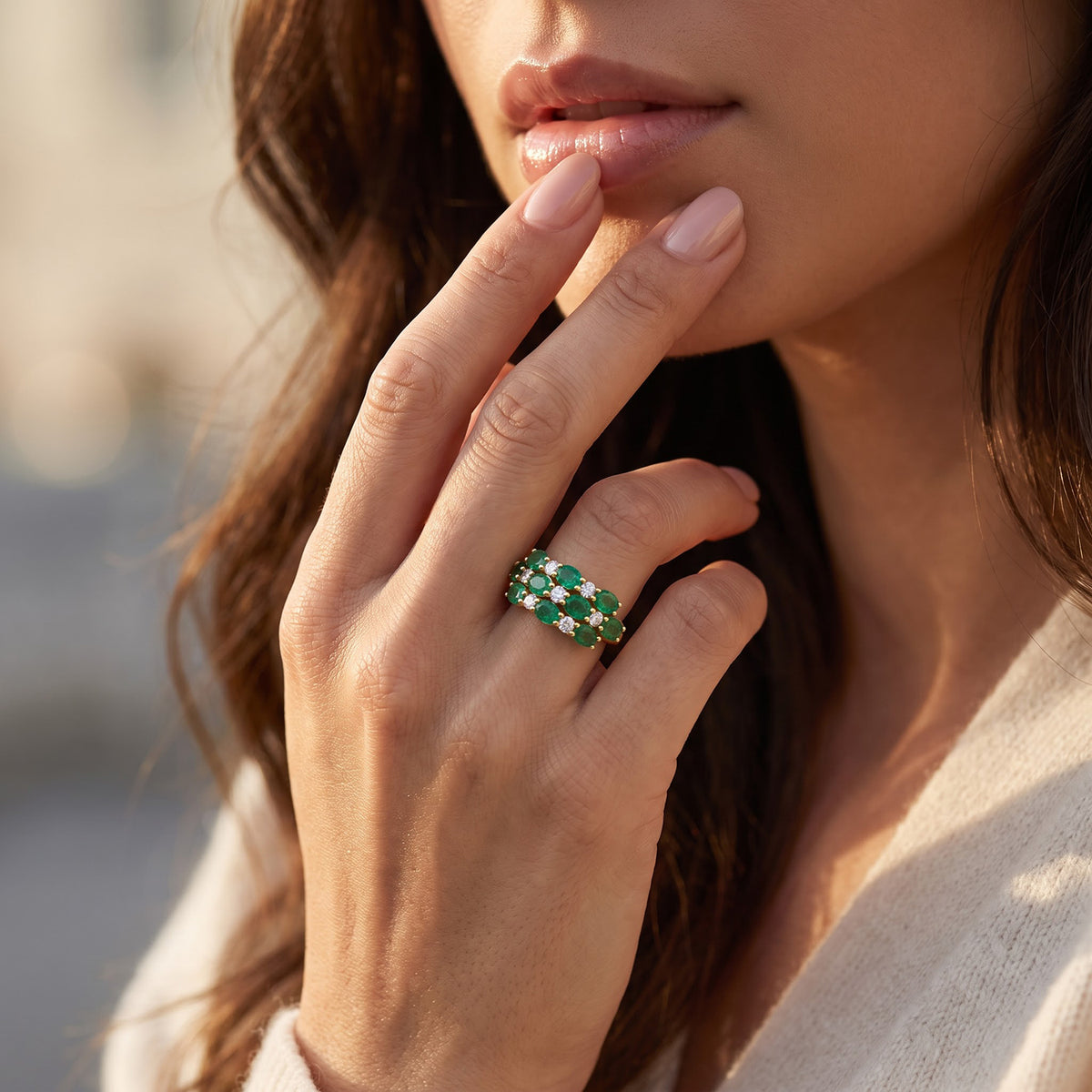 D'Joy Emerald, Lab Grown Diamond Cluster Ring in 18K YG VermeilSterling Silver  2.362  Ct. 8749771 2