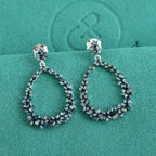 GP - Blue Diamond & Blue Sapphire Earring with Push Post in Rhodium Overlay Sterling Silver 1.10 Ct._8749827_1