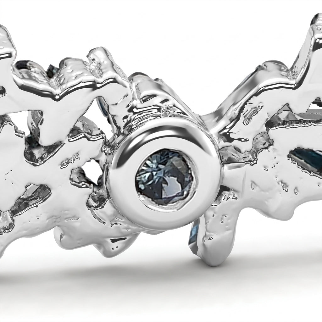 GP - Blue Diamond & Blue Sapphire Earring with Push Post in Rhodium Overlay Sterling Silver 1.10 Ct._8749827_5