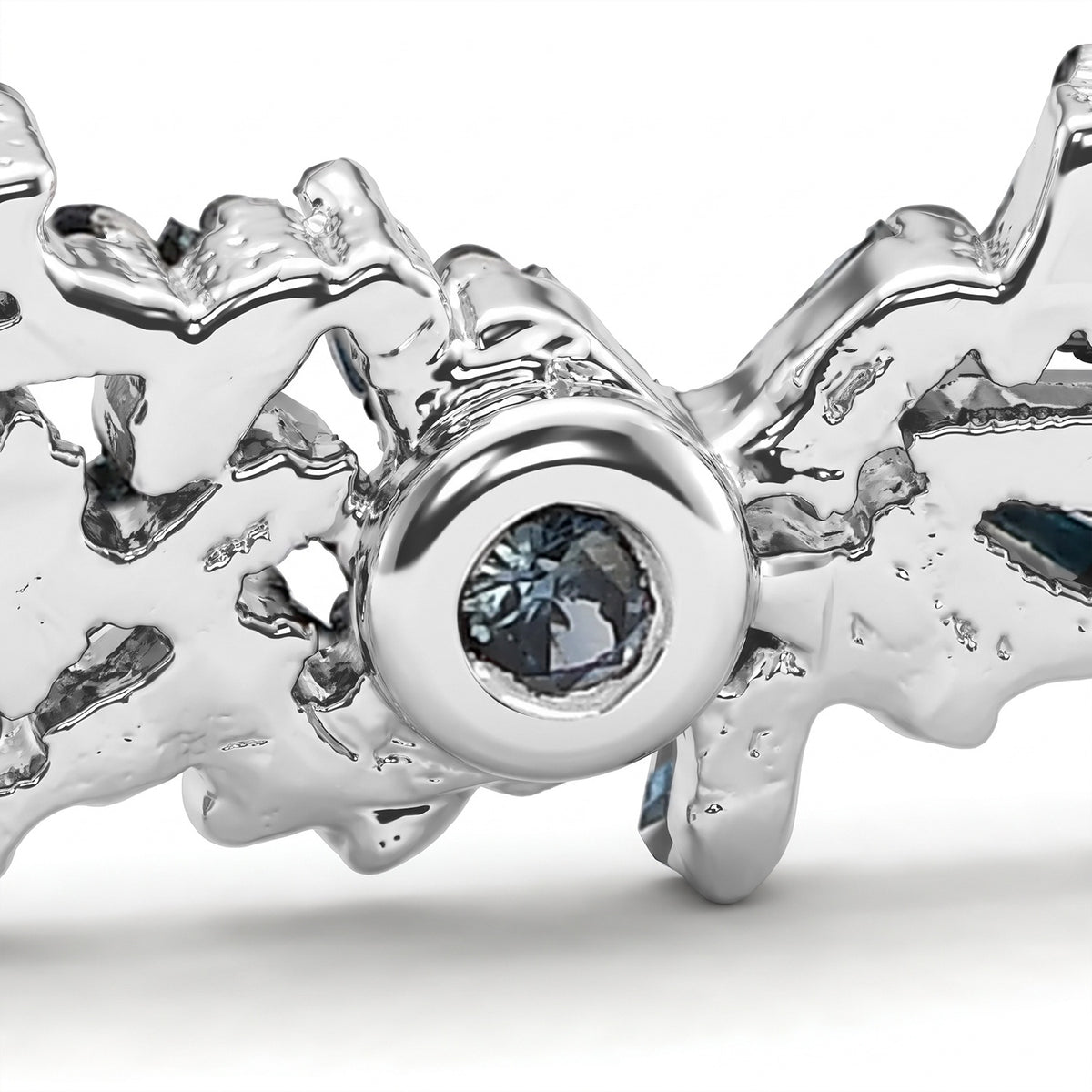 GP - Blue Diamond &amp; Blue Sapphire Earring with Push Post in Rhodium Overlay Sterling Silver 1.10 Ct. 8749827 5