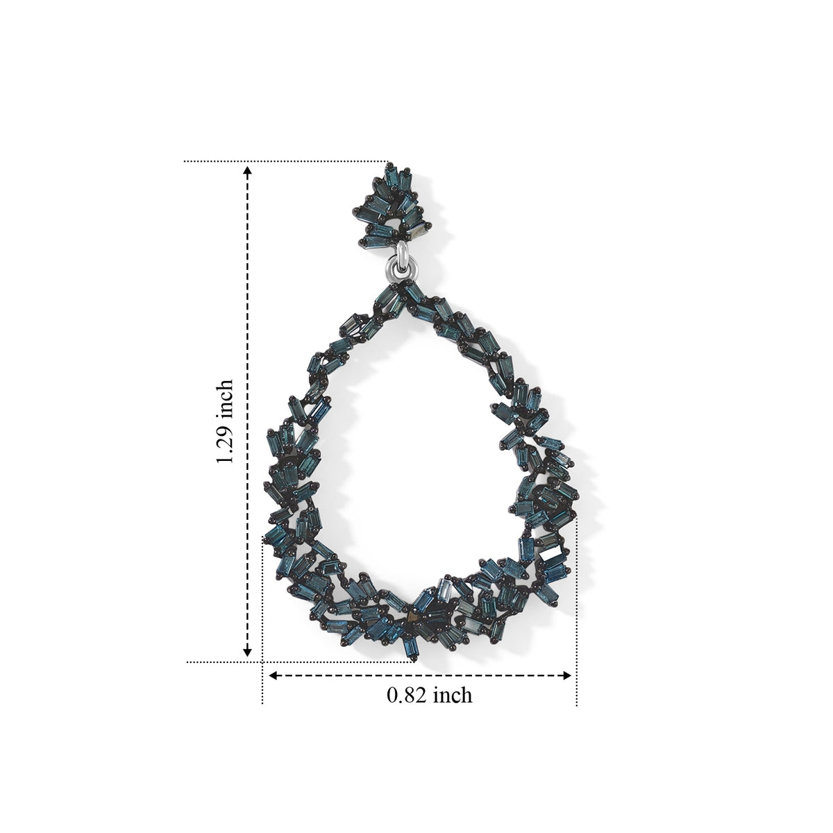 GP - Blue Diamond &amp; Blue Sapphire Earring with Push Post in Rhodium Overlay Sterling Silver 1.10 Ct. 8749827 6