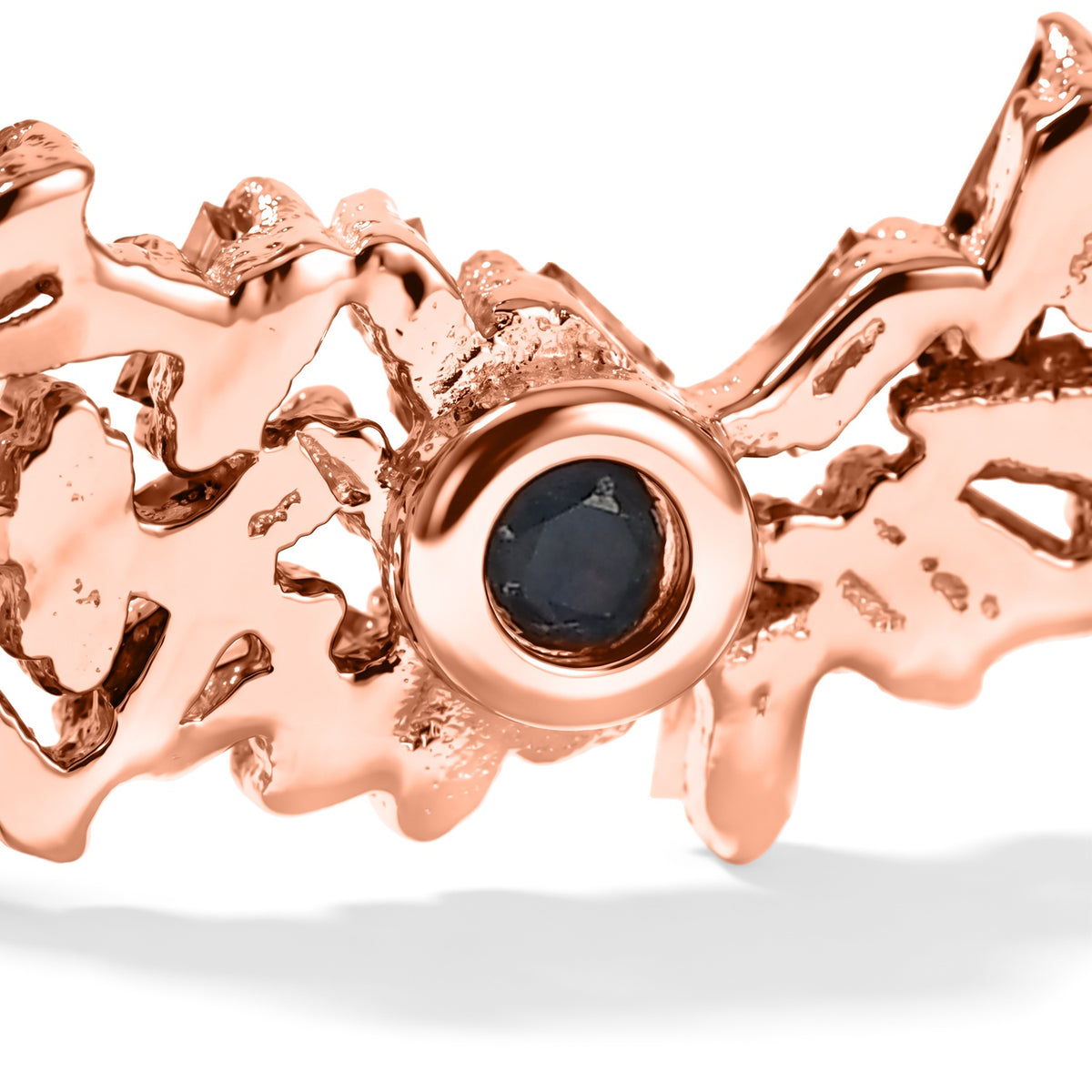 GP - Champagne Diamond &amp; Blue Sapphire Earring with Push Back in 18K Vermeil Rose Gold Plated Sterling Silver 1.10 Ct. 8749829 5