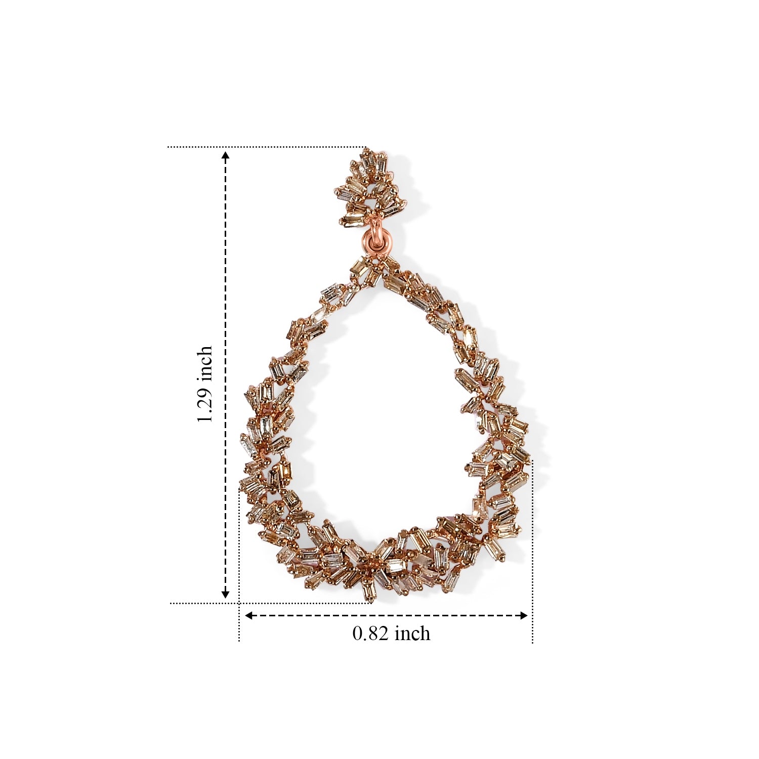 GP - Champagne Diamond &amp; Blue Sapphire Earring with Push Back in 18K Vermeil Rose Gold Plated Sterling Silver 1.10 Ct. 8749829 6