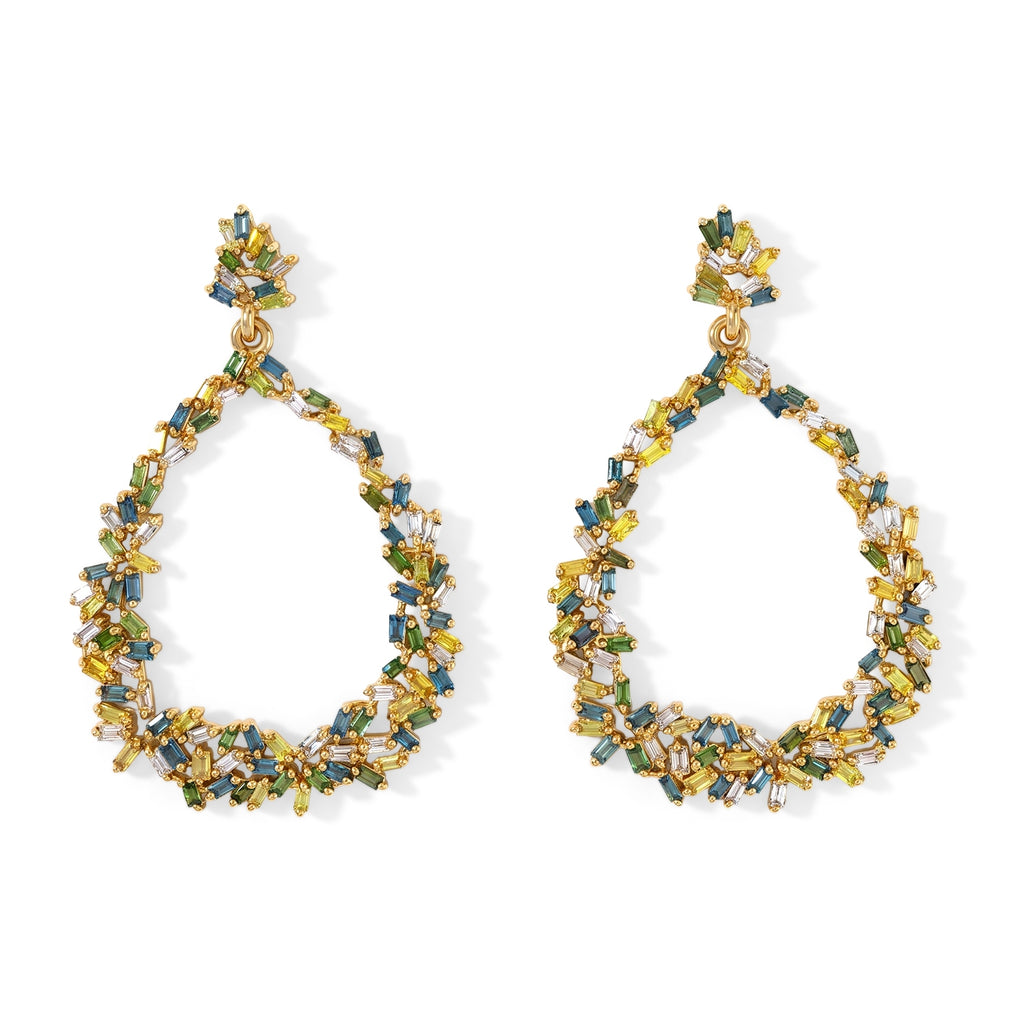 GP Blue Diamond, Multi Gemstones Earring in 18K YG VermeilSterling Silver  1.108  Ct._8749831