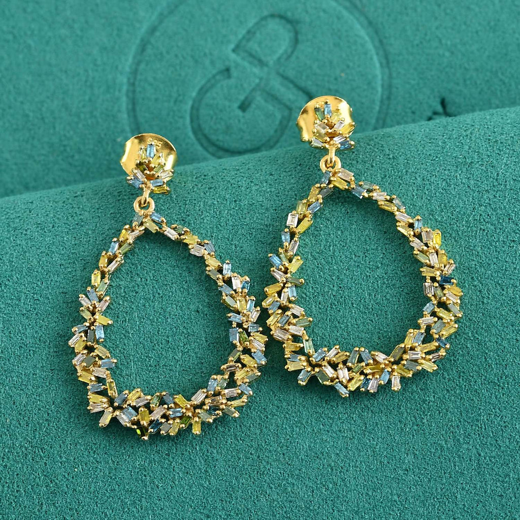 GP Blue Diamond, Multi Gemstones Earring in 18K YG VermeilSterling Silver  1.108  Ct._8749831_1