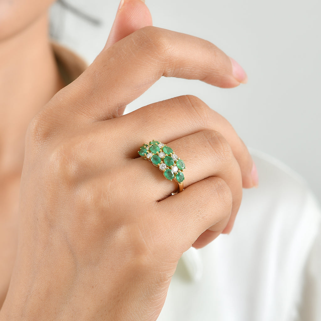 D'Joy Emerald, Lab Grown Diamond Cluster Ring in 18K YG VermeilSterling Silver  2.362  Ct._8749833_1