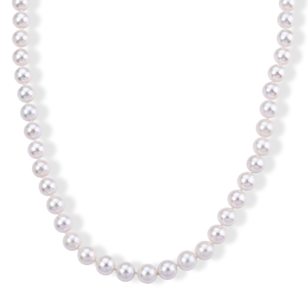 D'Joy 950 Platinum A White Edison Pearl Beads Necklace (Size - 20) in Rhodium Overlay, Platinum Wt.1 Gms  390.000  Ct._8750302
