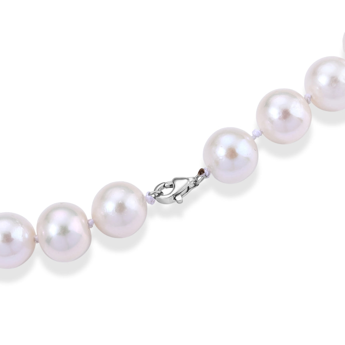 D'Joy 950 Platinum A White Edison Pearl Beads Necklace (Size - 20) in Rhodium Overlay, Platinum Wt.1 Gms  390.000  Ct. 8750302 3