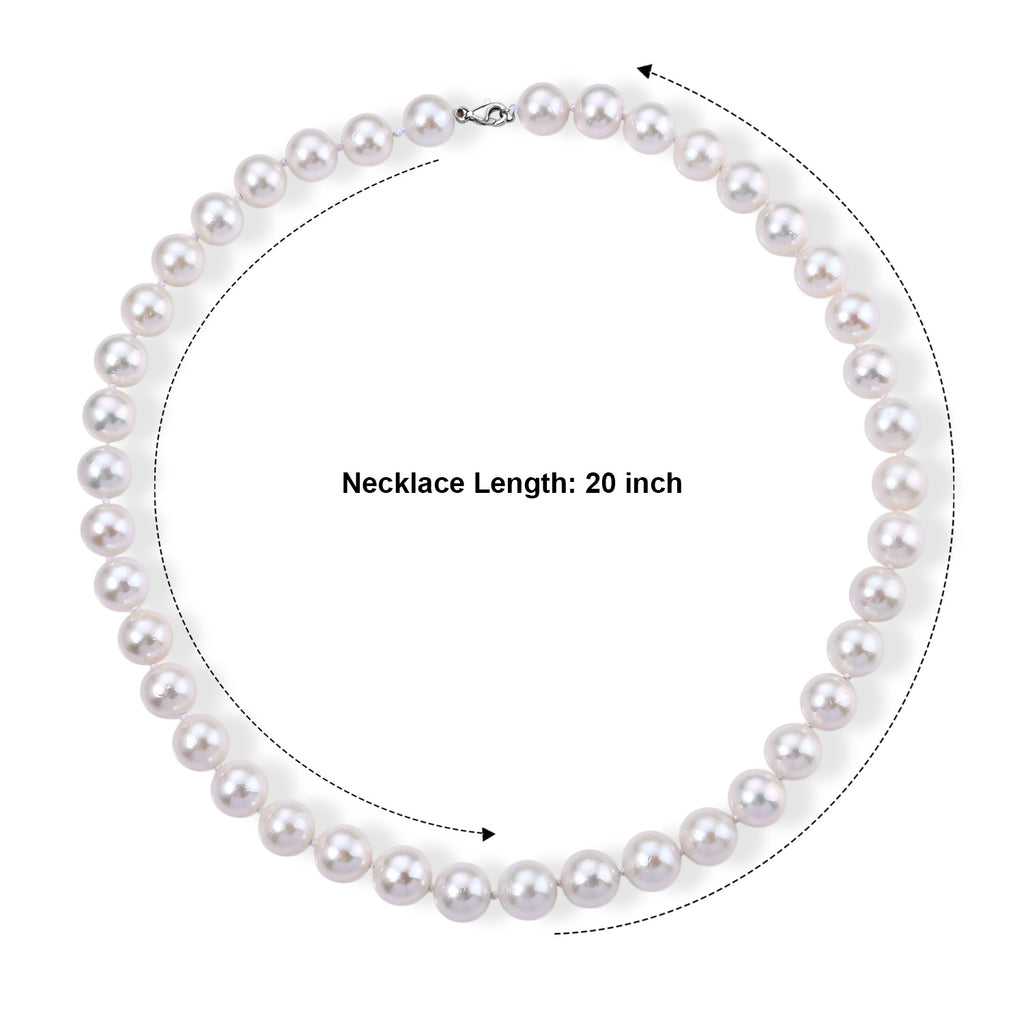 D'Joy 950 Platinum A White Edison Pearl Beads Necklace (Size - 20) in Rhodium Overlay, Platinum Wt.1 Gms  390.000  Ct._8750302_4