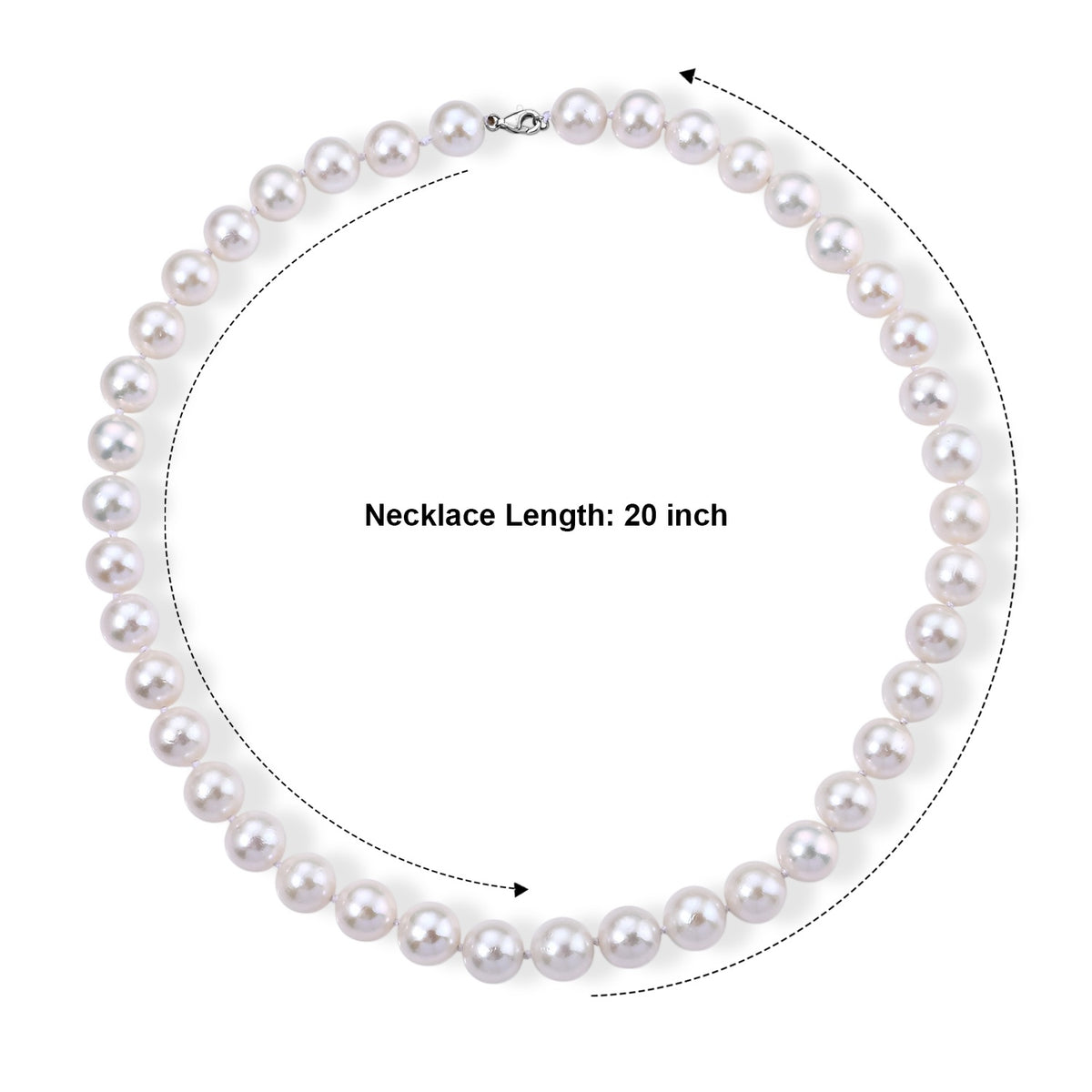 D'Joy 950 Platinum A White Edison Pearl Beads Necklace (Size - 20) in Rhodium Overlay, Platinum Wt.1 Gms  390.000  Ct. 8750302 4