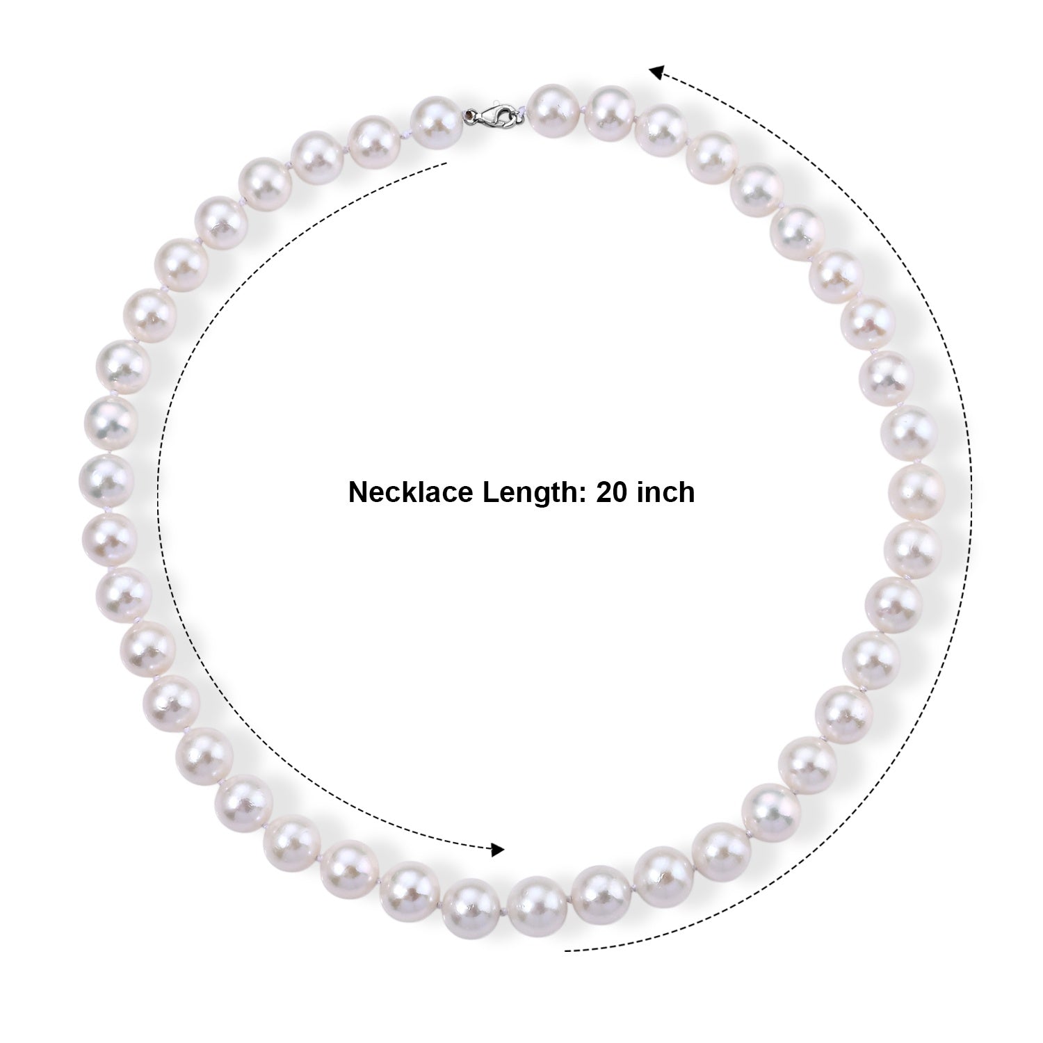 D'Joy 950 Platinum A White Edison Pearl Beads Necklace (Size - 20) in Rhodium Overlay, Platinum Wt.1 Gms  390.000  Ct. 8750302 4
