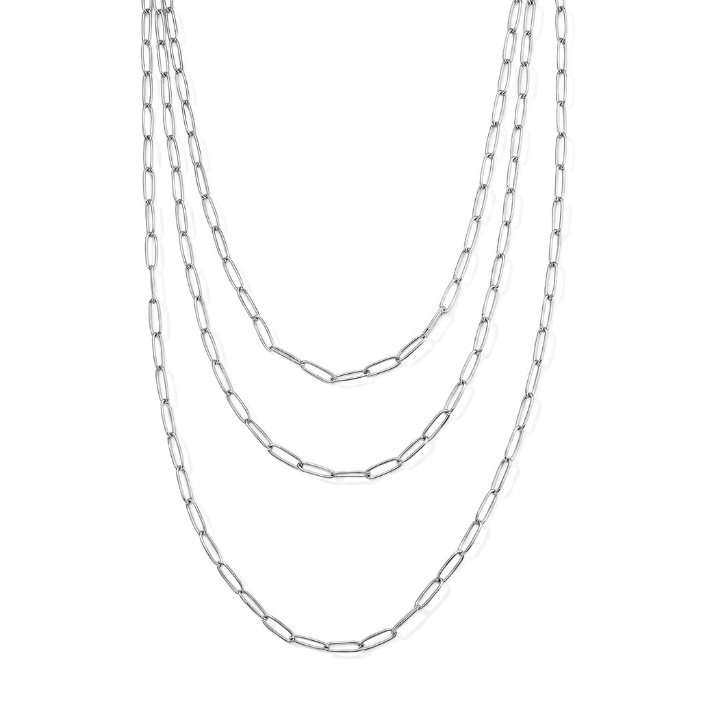 Paperclip Necklace (Size - 17) in Silver Tone_8750331