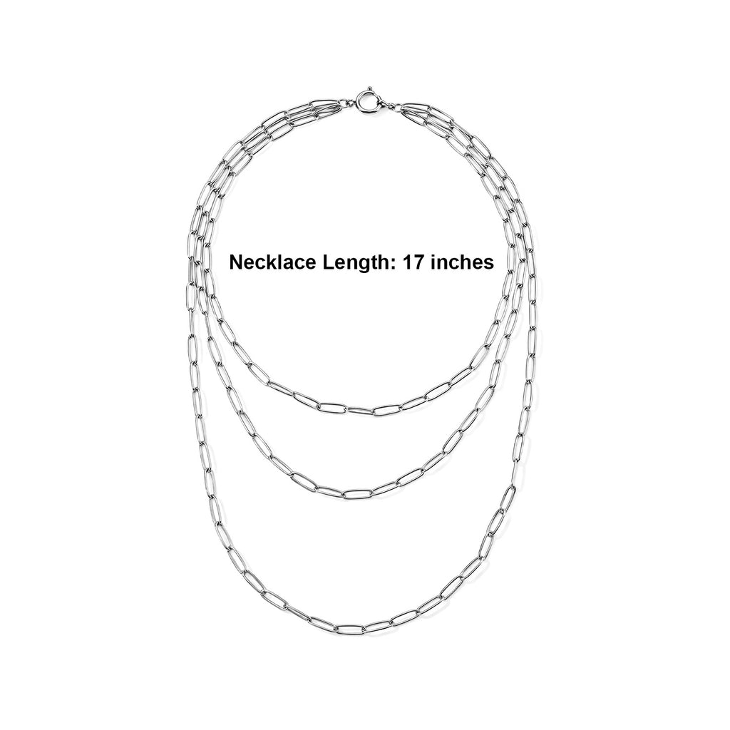 Paperclip Necklace (Size - 17) in Silver Tone_8750331_5
