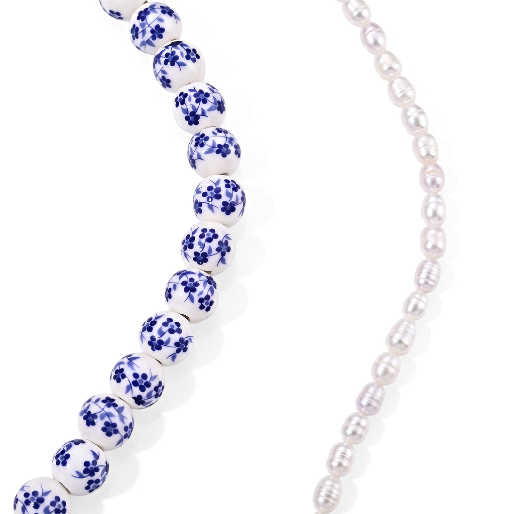 Ceramic & White Fresh Water Pearl Necklace (Size - 20) with Senorita Clasp 245.00 Ct._8750394_3