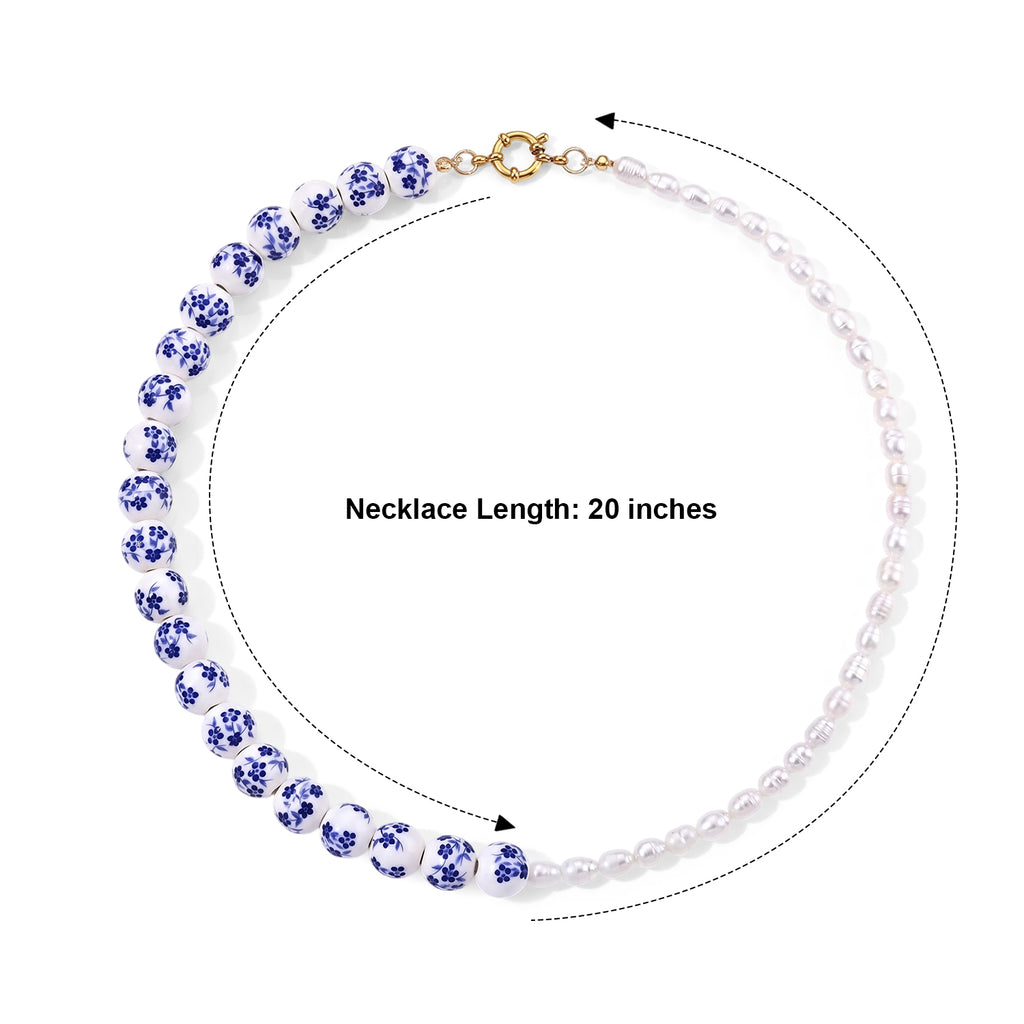 Ceramic & White Fresh Water Pearl Necklace (Size - 20) with Senorita Clasp 245.00 Ct._8750394_5