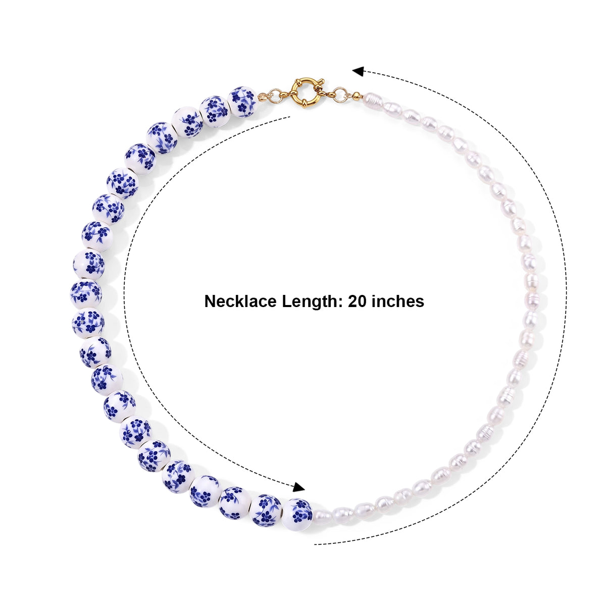 Ceramic &amp; White Fresh Water Pearl Necklace (Size - 20) with Senorita Clasp 245.00 Ct. 8750394 5