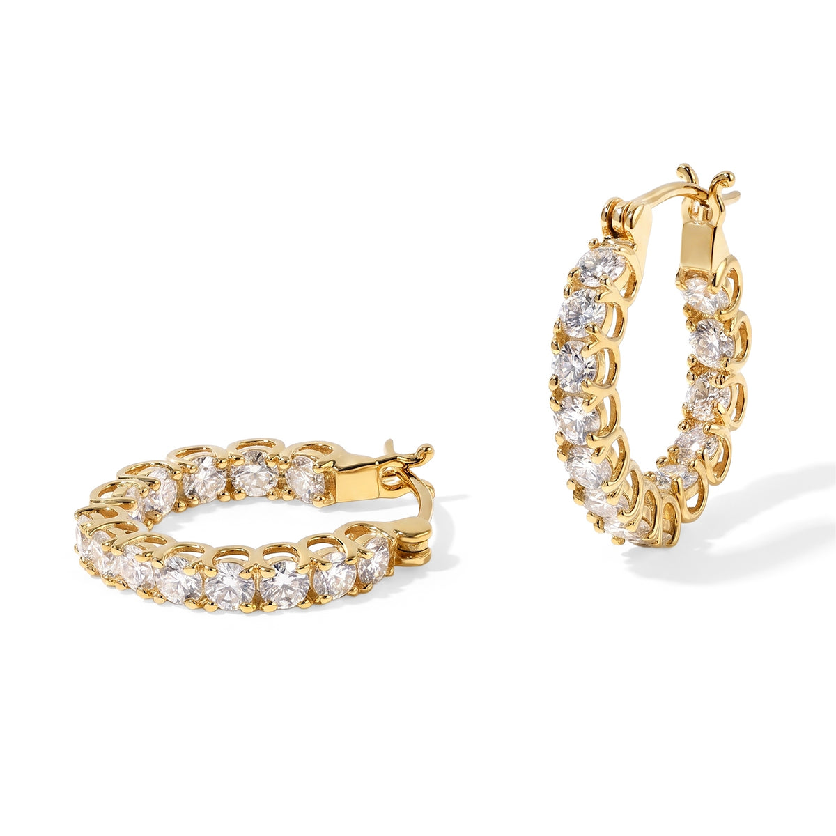 D'Joy - Moissanite Hoop Earring with Clasp in Yellow Gold Plated Sterling Silver 5.30 Ct. V32667126 0