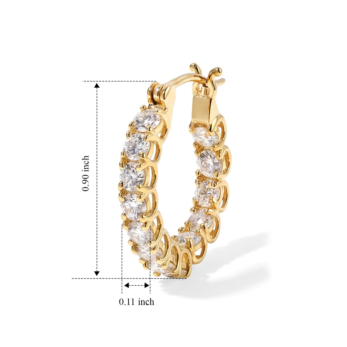 D'Joy - Moissanite Hoop Earring with Clasp in Yellow Gold Plated Sterling Silver 5.30 Ct. V32667126 5