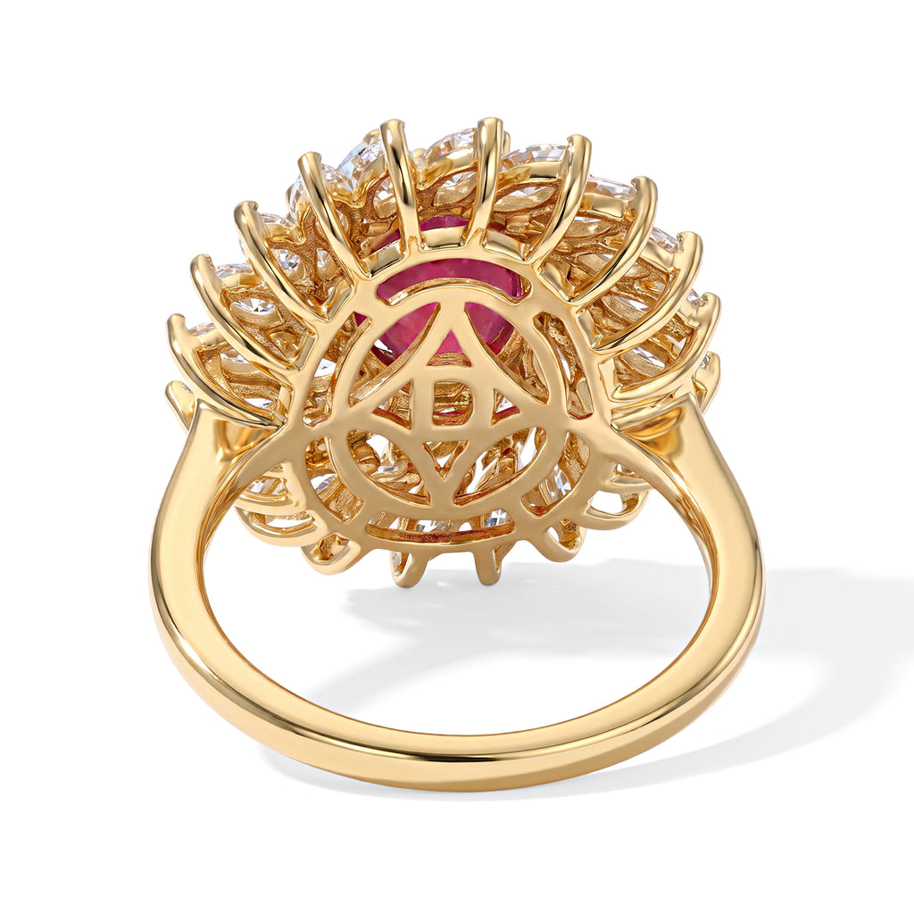 D'Joy - AAA African Ruby & Moissanite Halo Ring in 18K Vermeil Yellow Gold Plated Sterling Silver 4.80 Ct._8751432_4