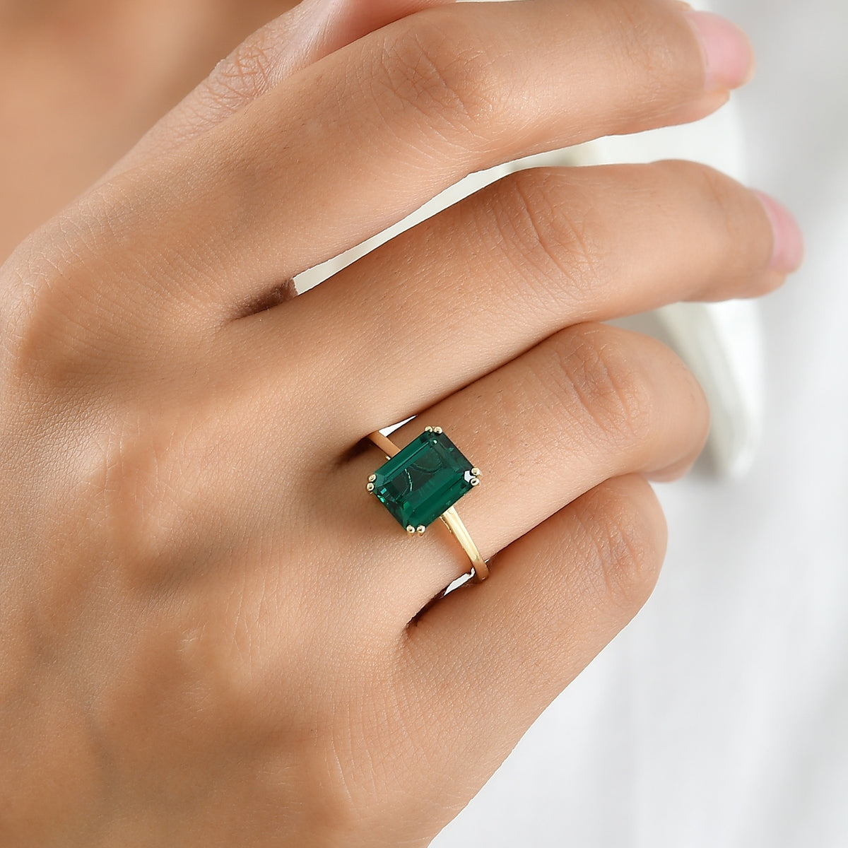 GRAND OPENING SHOWSTOPPER - 9K Yellow Gold AAAA Lab Grown Colombian Emerald Solitaire Ring 2.59 Ct. 8751639 2