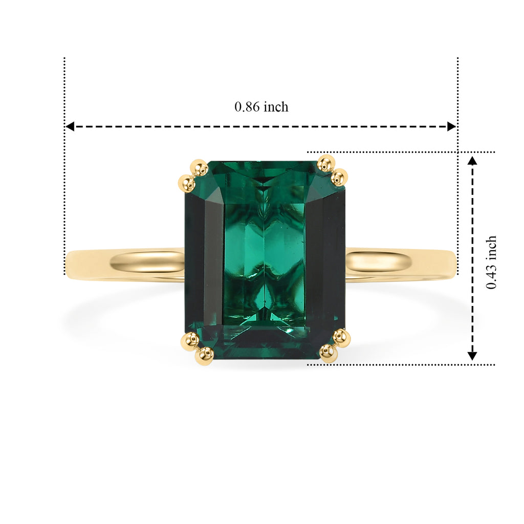 Luxoro - 9K Yellow Gold Lab Grown Columbian Emerald Ring 2.60 Ct._8751639_8