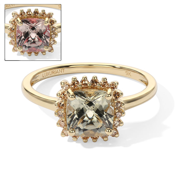 9K Yellow Gold AAA Turkizite &amp; Lab Grown Yellow Diamond (SI) Ring 2.20 Ct. 8751648 1