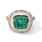 GP Emeraldine Triplet Quartz, White Zircon, Kanchanaburi Blue Sapphire Main Stone With Surrounding Stone Ring in 18K YG VermeilSterling Silver, Silver Wt.5 Gms  5.833  Ct._8751680