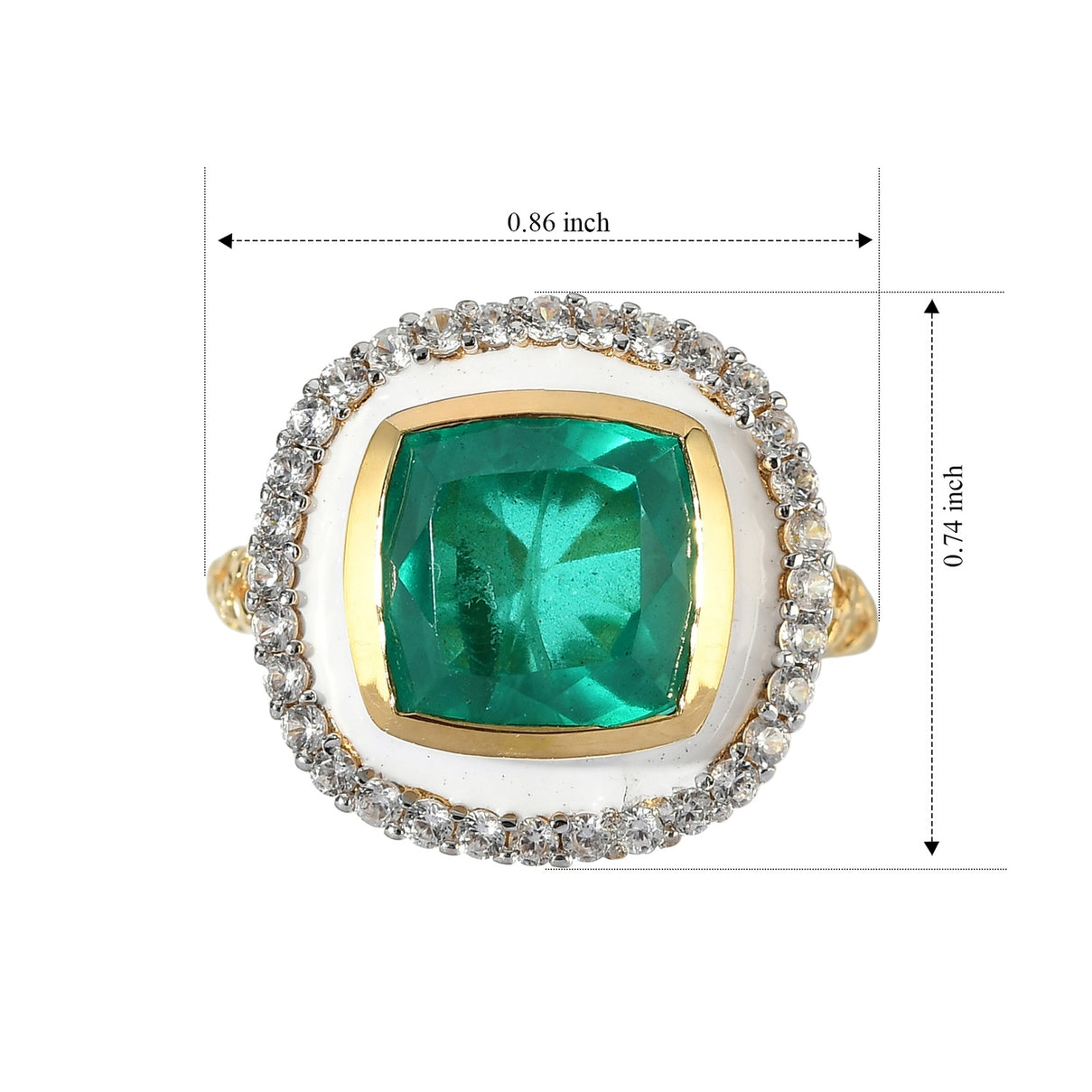 GP Emeraldine Triplet Quartz, White Zircon, Kanchanaburi Blue Sapphire Main Stone With Surrounding Stone Ring in 18K YG VermeilSterling Silver, Silver Wt.5 Gms  5.833  Ct. 8751680 4