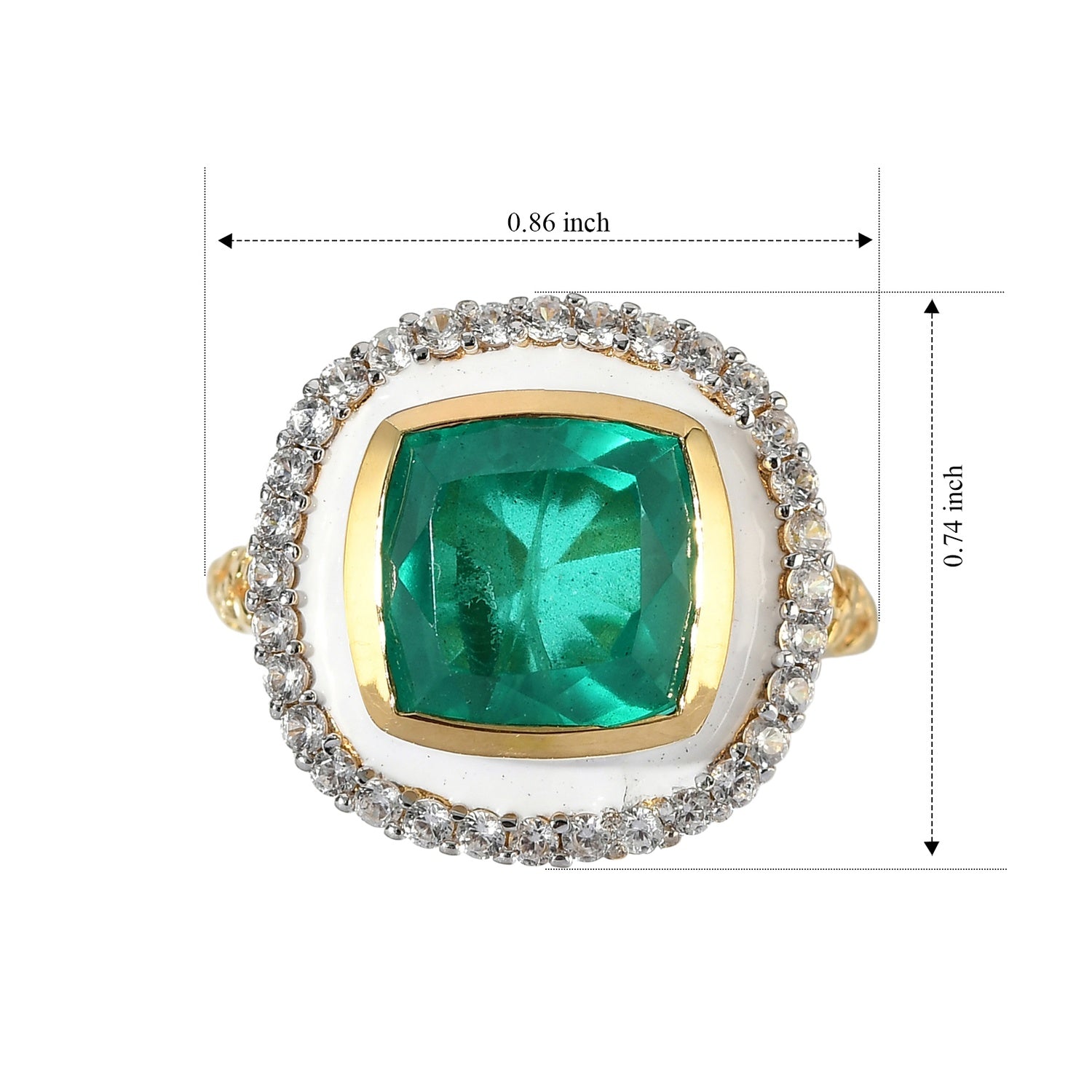 GP Emeraldine Triplet Quartz, White Zircon, Kanchanaburi Blue Sapphire Main Stone With Surrounding Stone Ring in 18K YG VermeilSterling Silver, Silver Wt.5 Gms  5.833  Ct. 8751680 4