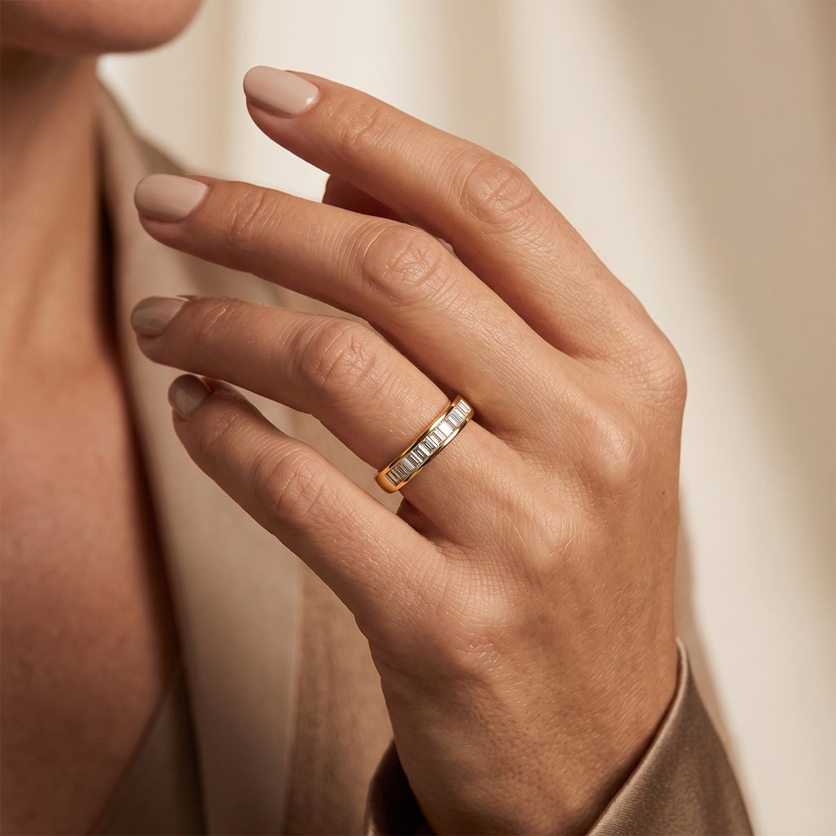New York Close Out Deal- - Earth Mined Natural White Diamond Band Ring in Yellow Gold Plated Sterling Silver 0.25 Ct. V32668985 3