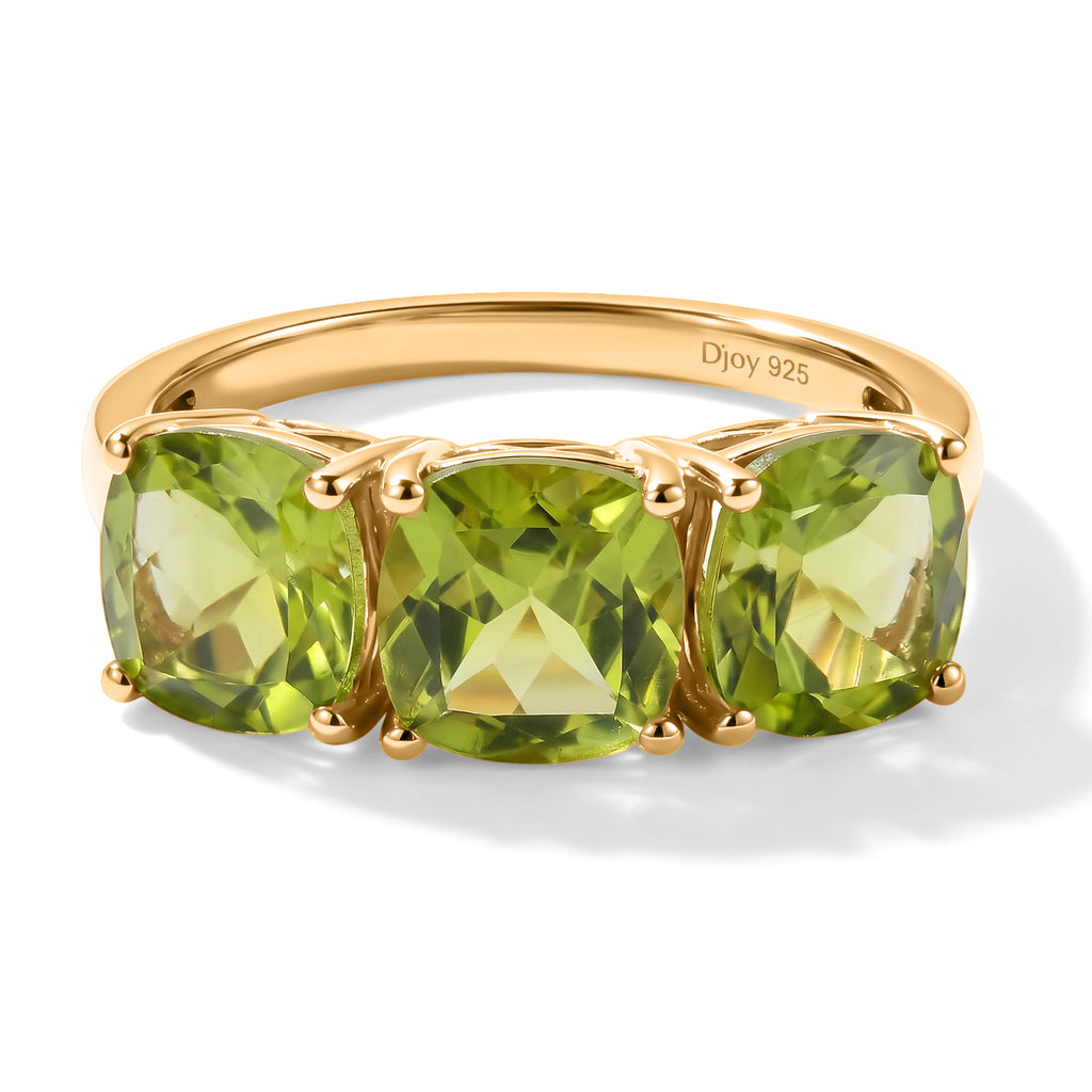 D'Joy - Peridot Trilogy Ring in Yellow Gold Plated Sterling Silver 4.74 Ct._8751782