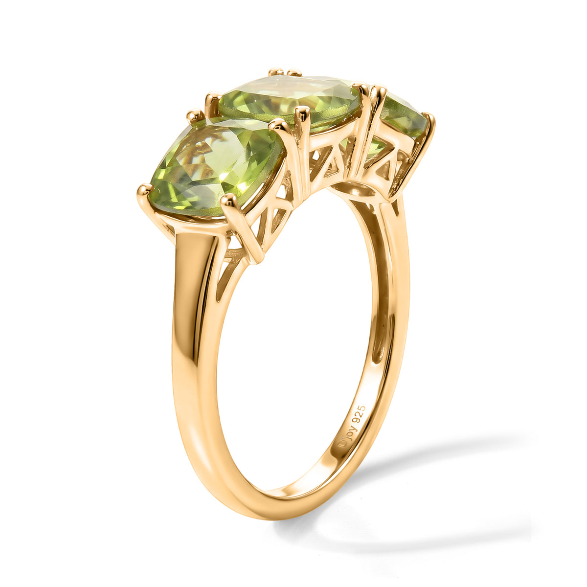 D'Joy - Peridot Trilogy Ring in Yellow Gold Plated Sterling Silver 4.74 Ct. 8751782 2
