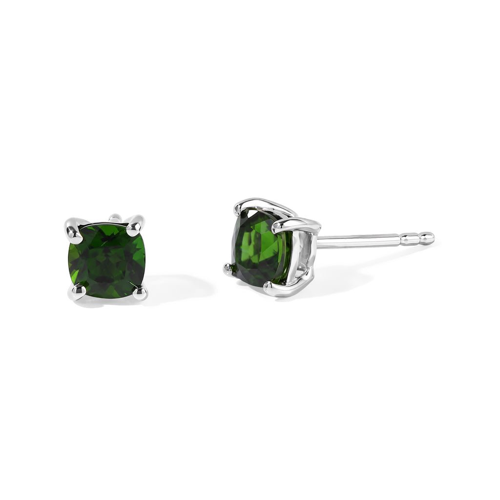 D'Joy - Natural Chrome Diopside Solitaire Stud Earring with Push Post in Platinum Overlay Sterling Silver 1.34 Ct._8751790