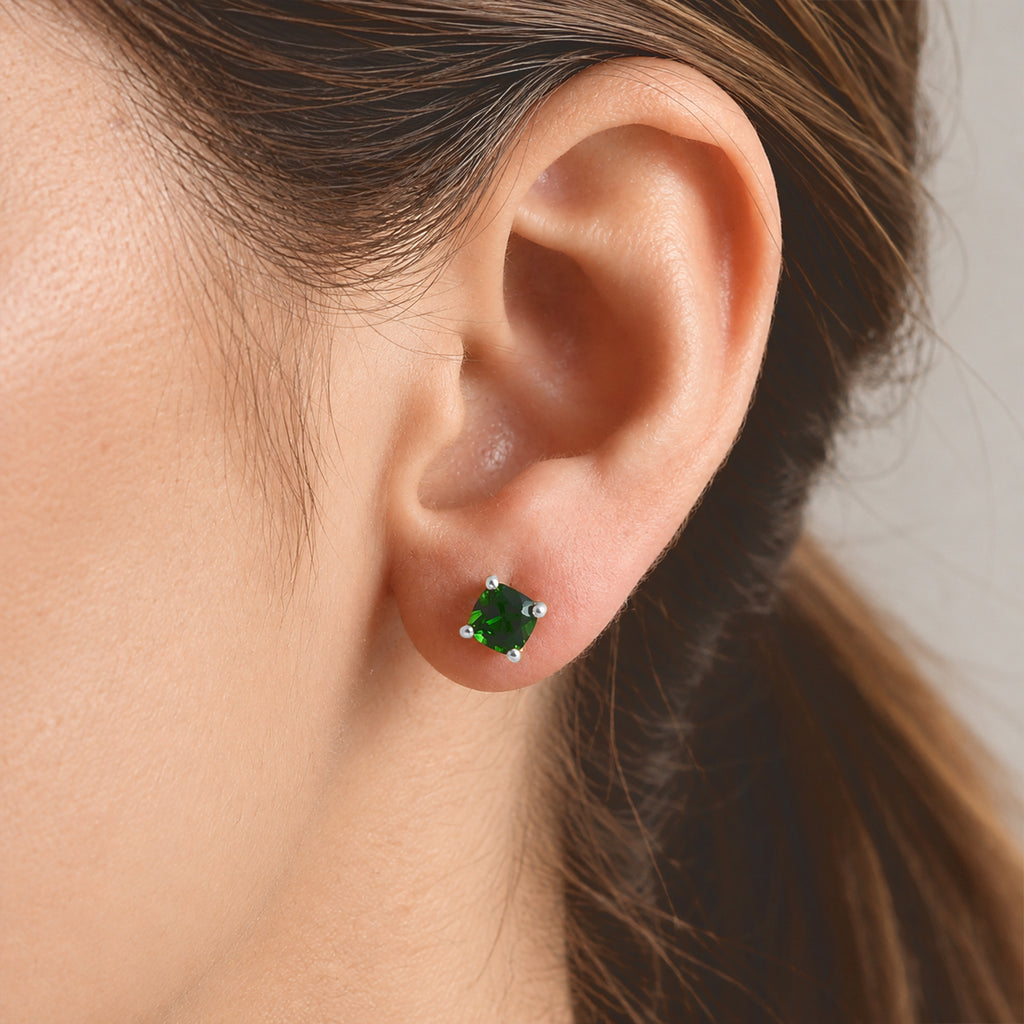D'Joy - Natural Chrome Diopside Solitaire Stud Earring with Push Post in Platinum Overlay Sterling Silver 1.34 Ct._8751790_1