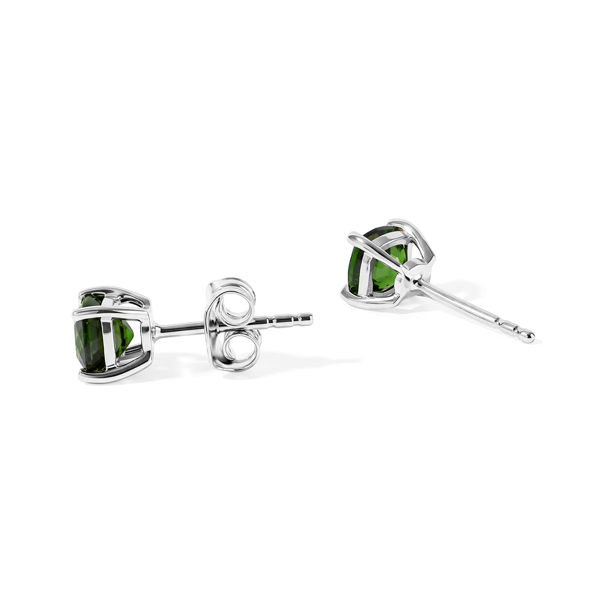 D'Joy - Natural Chrome Diopside Solitaire Stud Earring with Push Post in Platinum Overlay Sterling Silver 1.34 Ct. 8751790 3